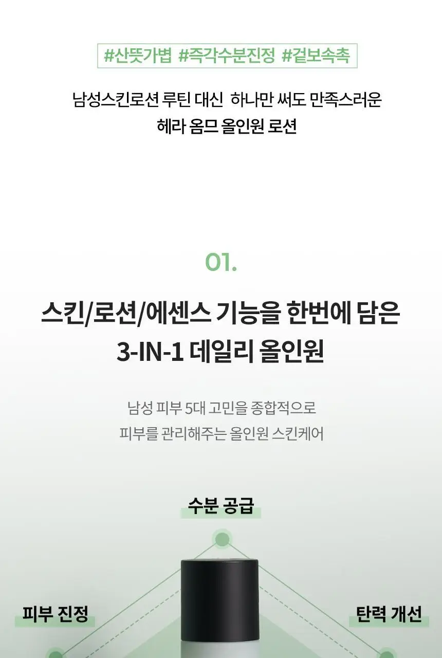 [단독기프트/업체배송] 헤라 옴므 올인원 스킨 하이드로 트리트먼트 150ml 단품/기획 상세페이지 2